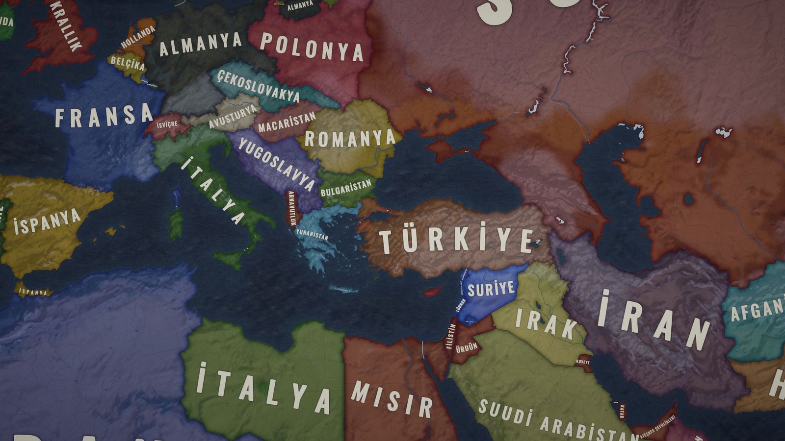 Avrupa ve Orta Doğu siyasi haritası.